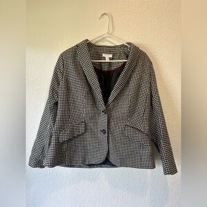 Charter Club Women’s Black and White Houndstooth Blazer Size 14